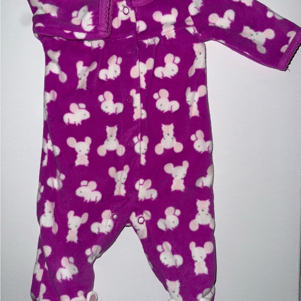 Cozy Purple Bunny Kids Footie Pajamas